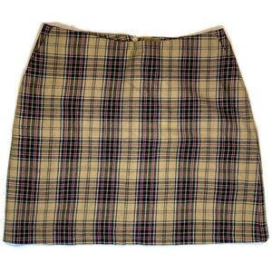Vtg 90s Y2K Preppy Punk Yellow Black Plaid Clueless Schoolgirl Mini Skirt XS S